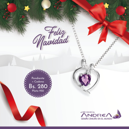 PENDIENTE MAS CADENA CORAZÓN AMATISTA