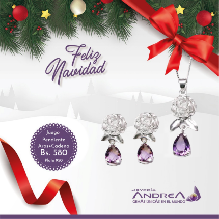 JUEGO PENDIENTE Y AROS PLATA BOLIVIANITA