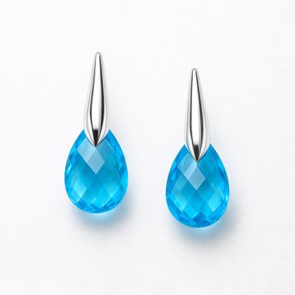 AROS PLATA TOPACIO AZUL