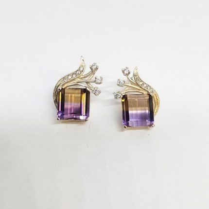 Aros de plata con zircon y piedra Bolivianita